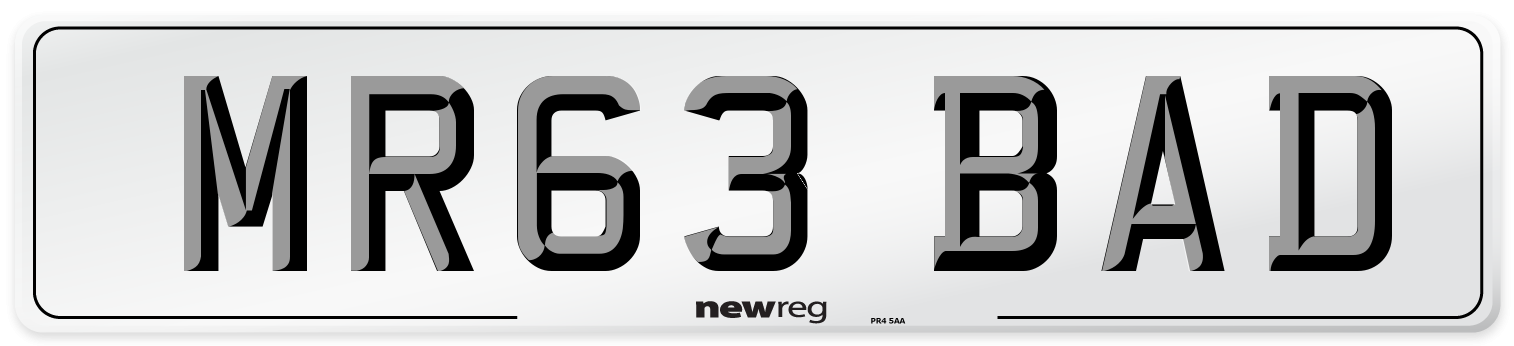 MR63 BAD Number Plate from New Reg